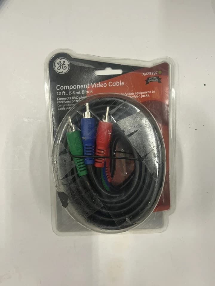 BRAND NEW GE Universal Component Video Cable 12 Foot Black NIB