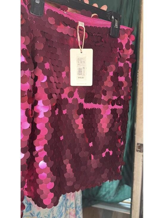 NWT Dillard's GB Bright Fuchsia Sequin Skirt Size L