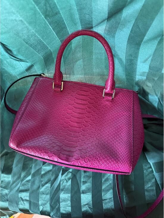 MIchael Kors Pink Faux Snakeskin Structured Handbag