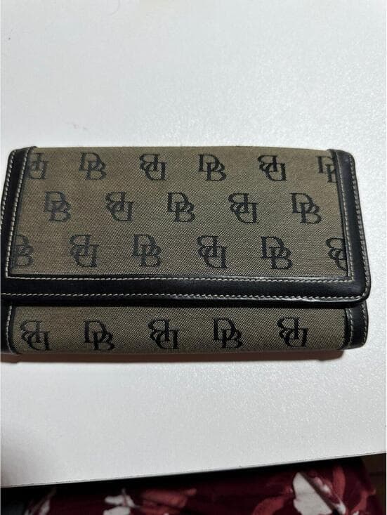 Dooney & Bourke Vintage DB Monogram Canvas & Leather Continental Trifold Wallet