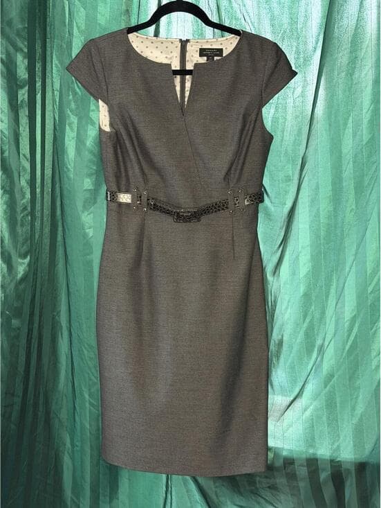 Tahari Tailored Sheath Dress with Hardware Accent - (Sz:4P)