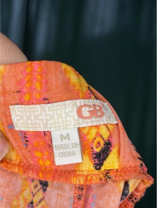 GB Orange Patterned Casual Shorts - Medium