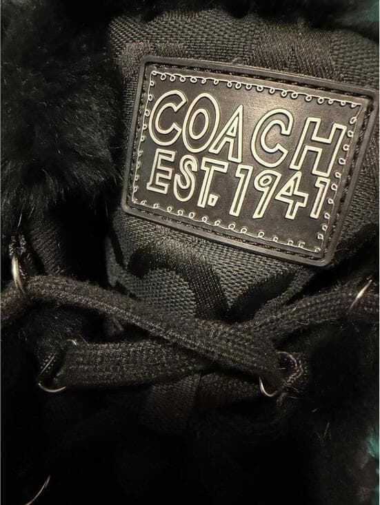Coach Jennie Q522 Black Rabbit Fur Winter Boots Size 9.5B