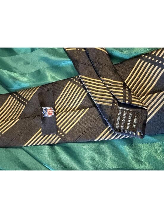 Vintage New Orleans Saints NFL Black Gold Plaid Men Tie