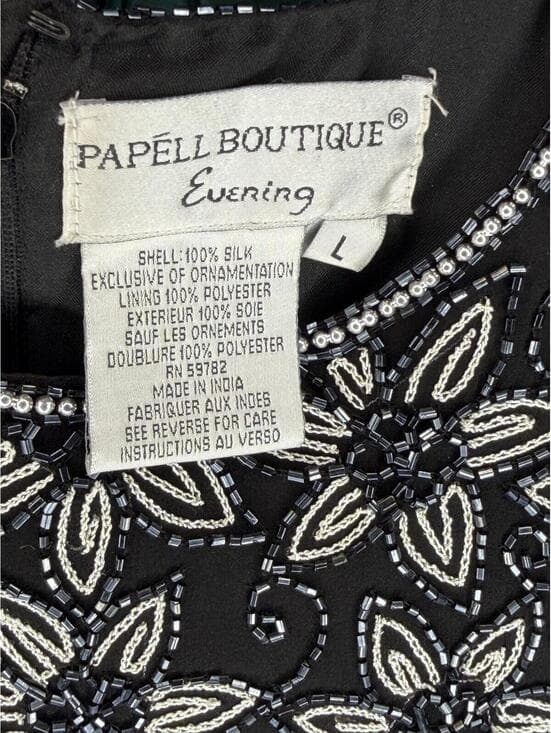 Papell Boutique Evening Beaded Black Top - Size L