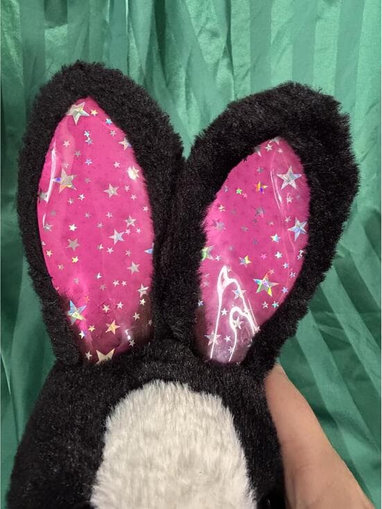 Ty Beanie Boos Black Bunny Rabbit Plush Pink Star Ears Glitter Eyes - Image 1
