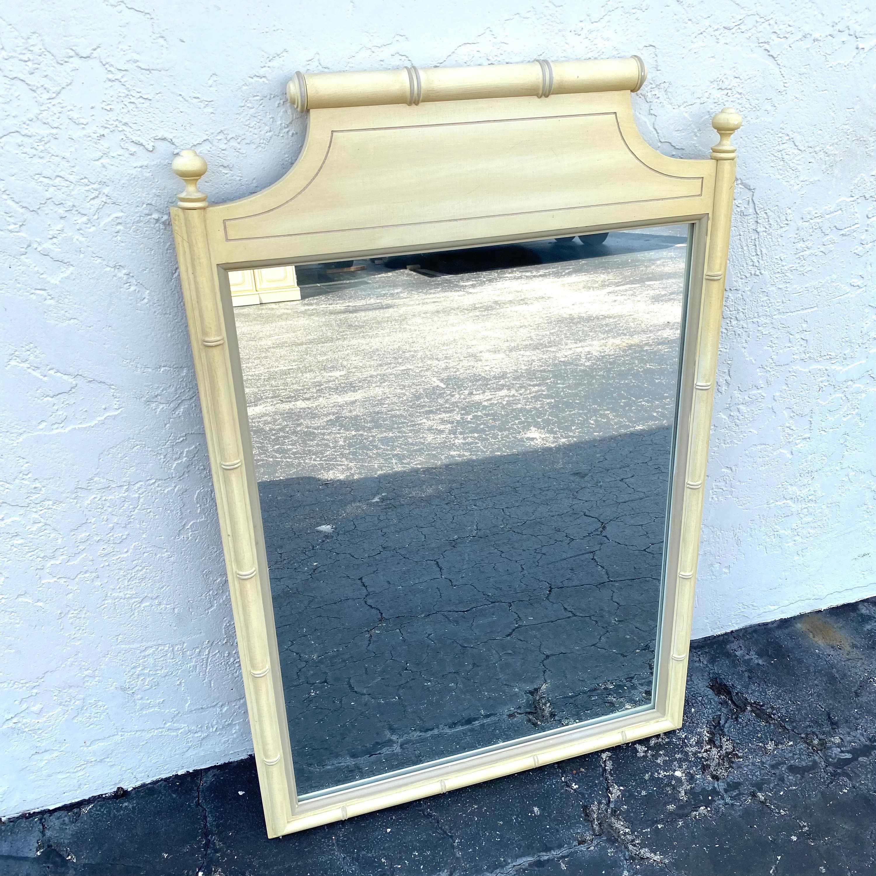 Henry Link Mirror 41x27 LOCAL PICKUP Vintage Beige Faux Bamboo Coastal Hollywood Regency