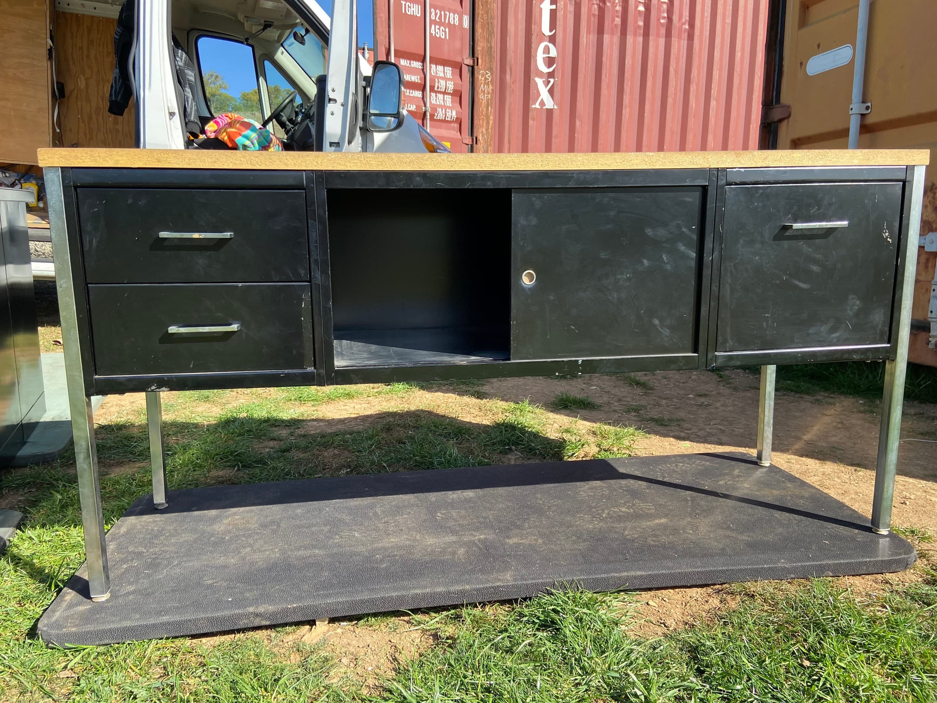 Vintage metal credenza sideboard - Image 1
