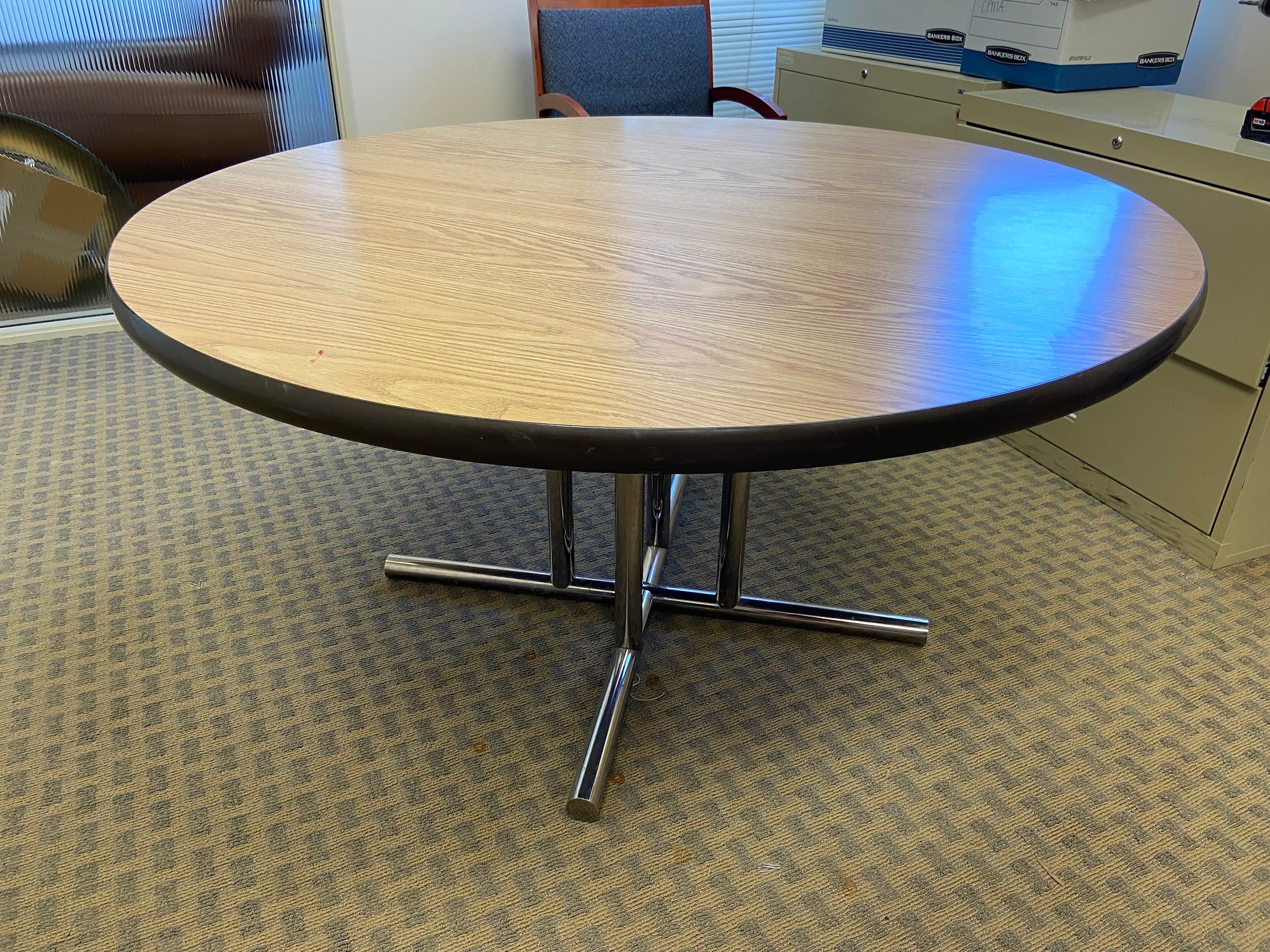 vintage mid century modern round conference table - Image 1