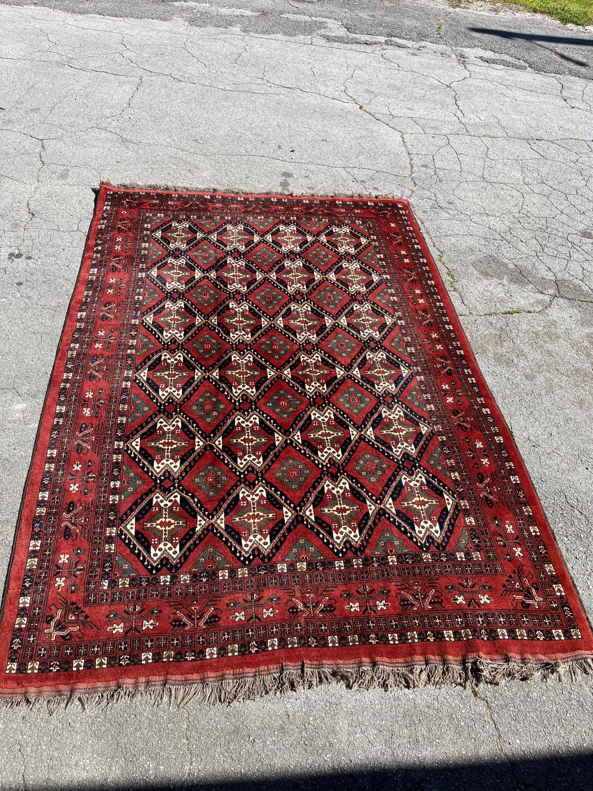 Handmade Turkomen Rug: Lived-In Character (9'6" x 6'6")
