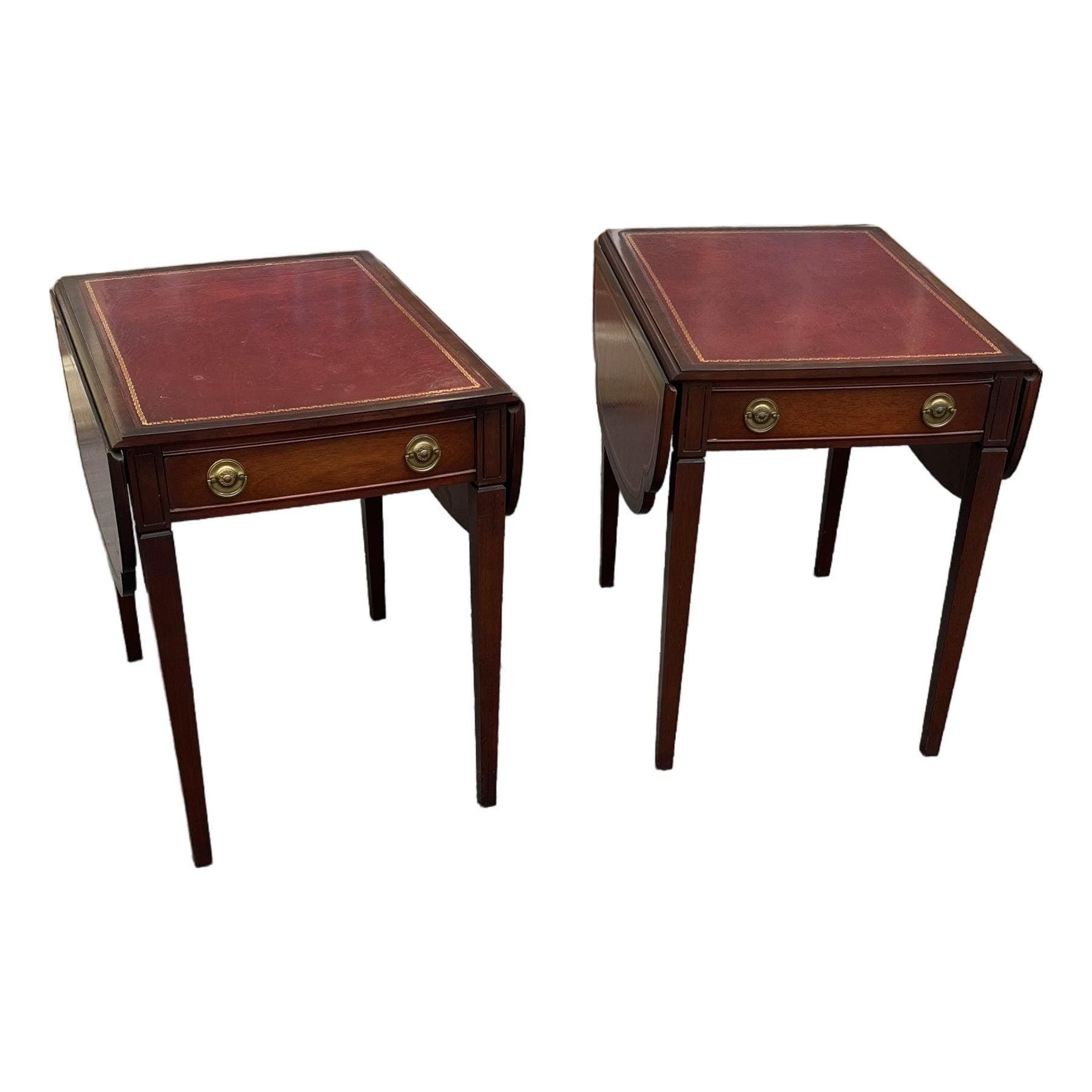 Pair of Leather-Top End Tables by Zangerle