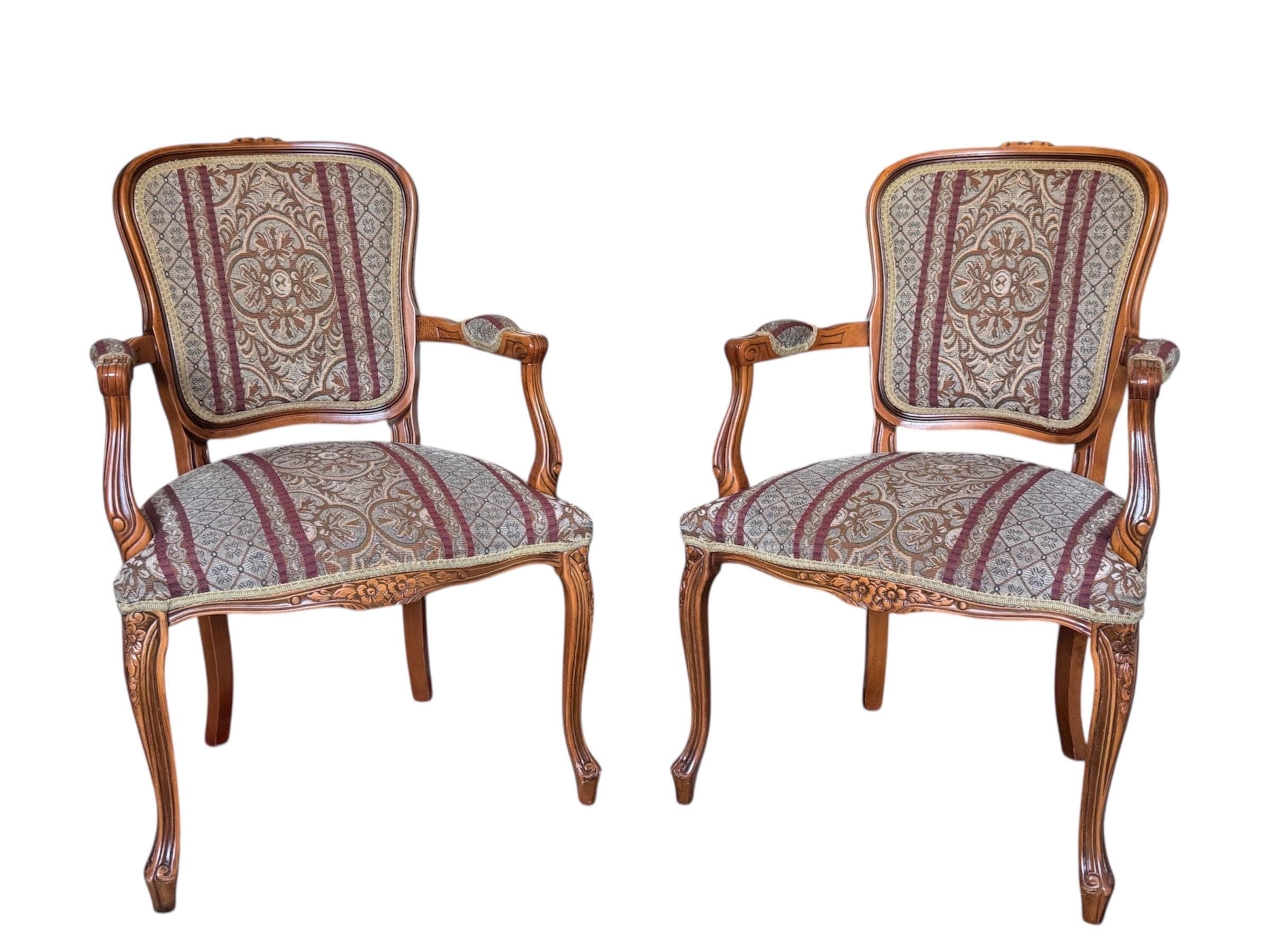 Vintage Louis XV Style Tapestry Armchairs - A Pair by Najarian Furniture