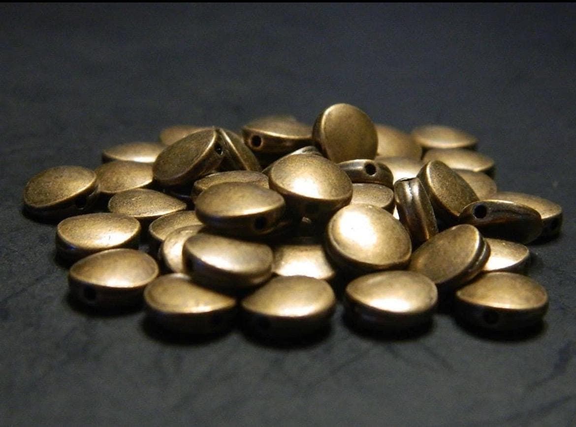 9mm Smooth Flat Round Tibetan Style Coin Spacer Beads-Metal Alloy Copper