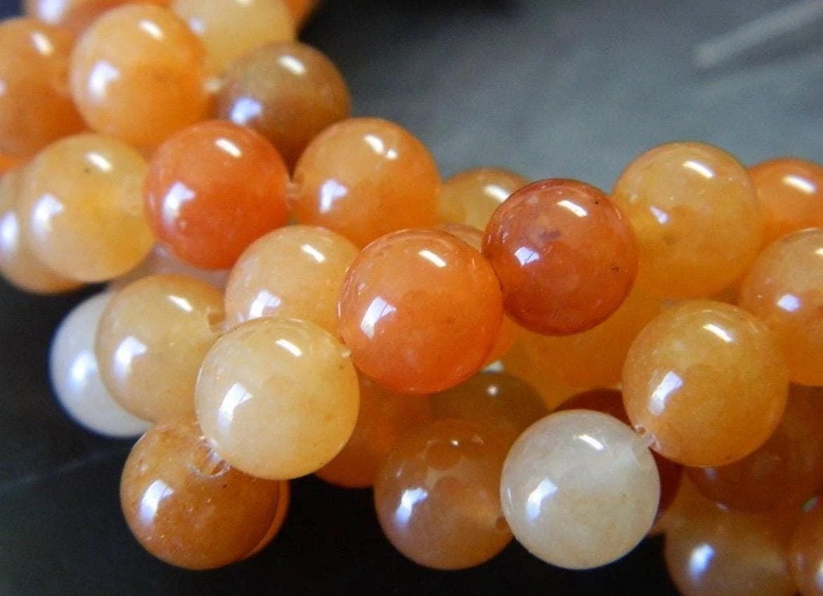 8mm Natural Red Aventurine Beads | Orange Gemstone Round Beads | Jewelry Making Supplies