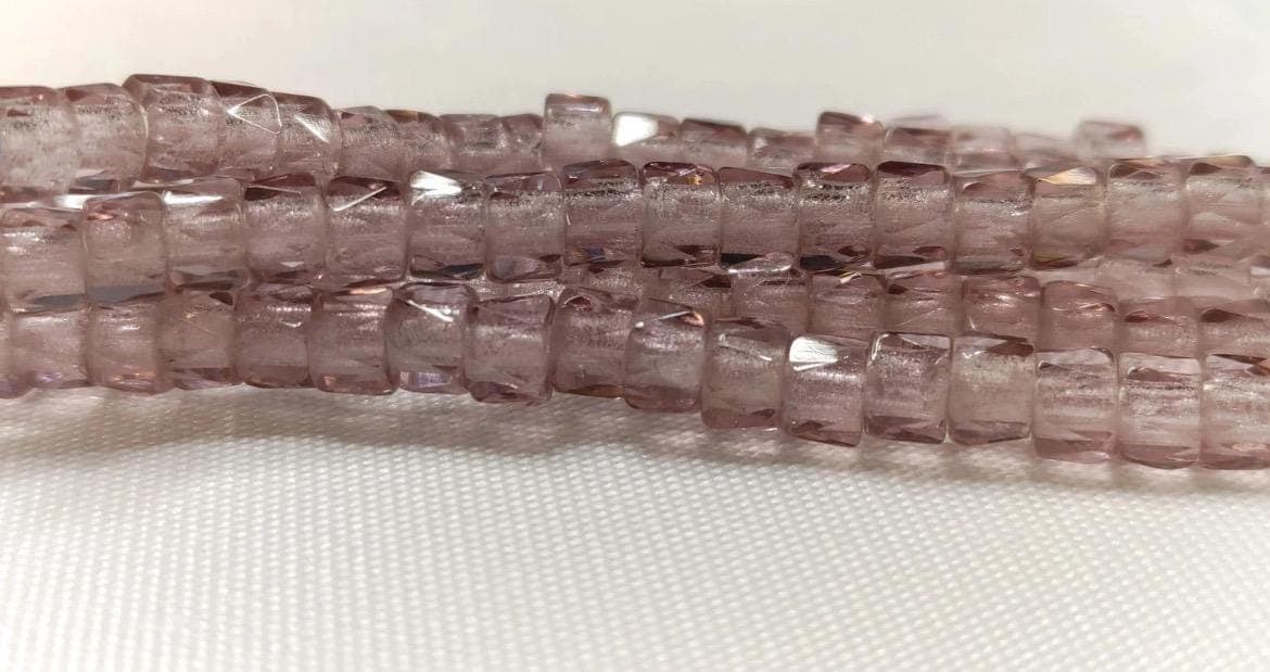 6mm Czech Fire Polished Mauve , Bols Beads Transparent Luster