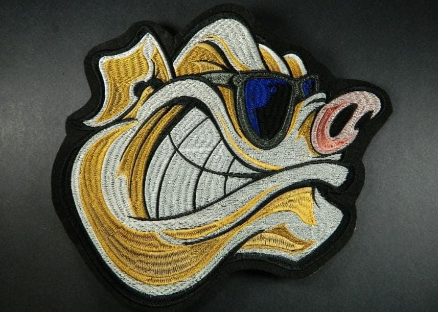 Pig Iron-On Patch: Sunglasses Embroidery, USA Handmade - Image 1
