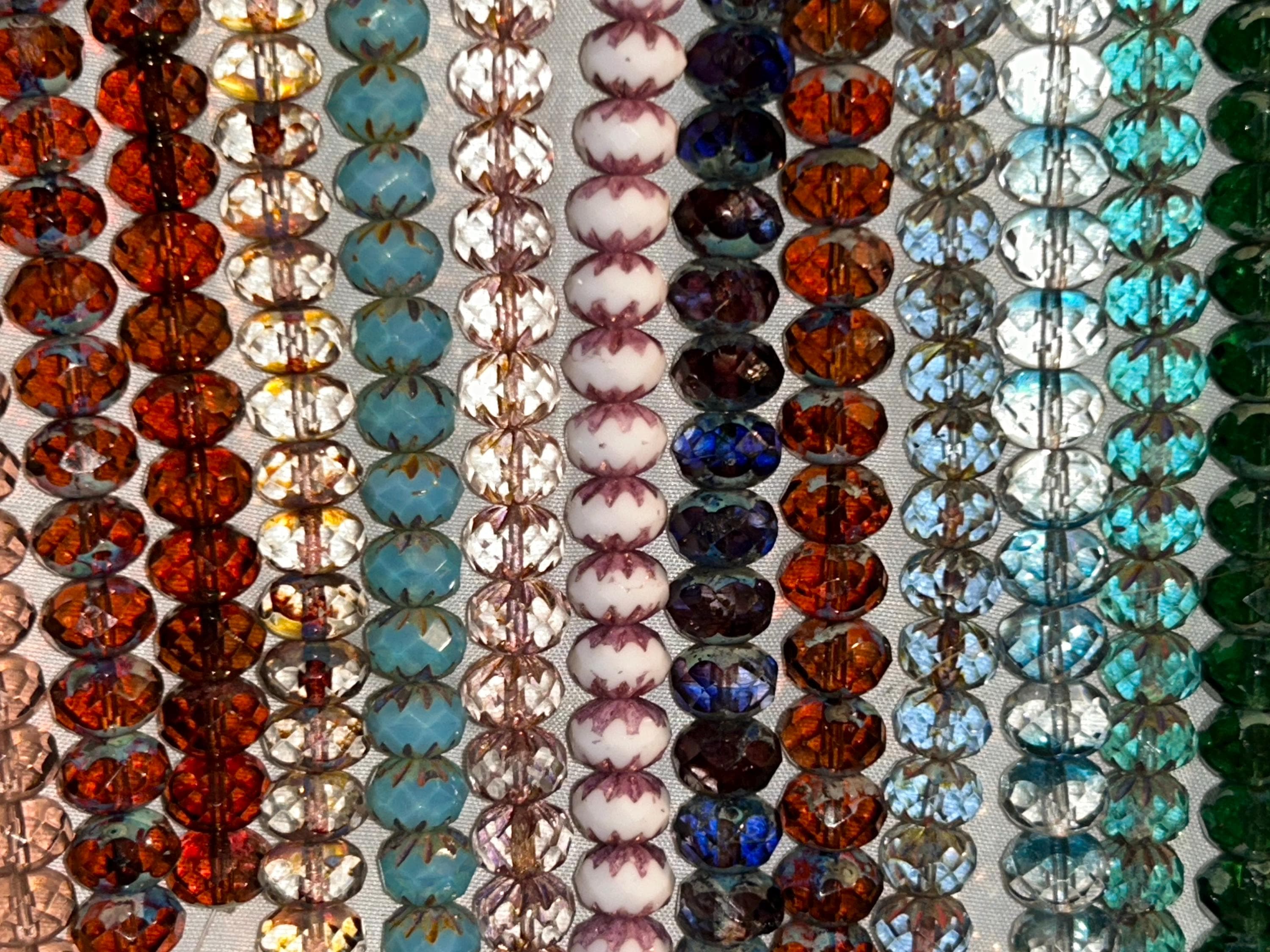 Fauceted Rhondella Beads 19 different Colors -Czech Glass 9mmx6mm - Image 1