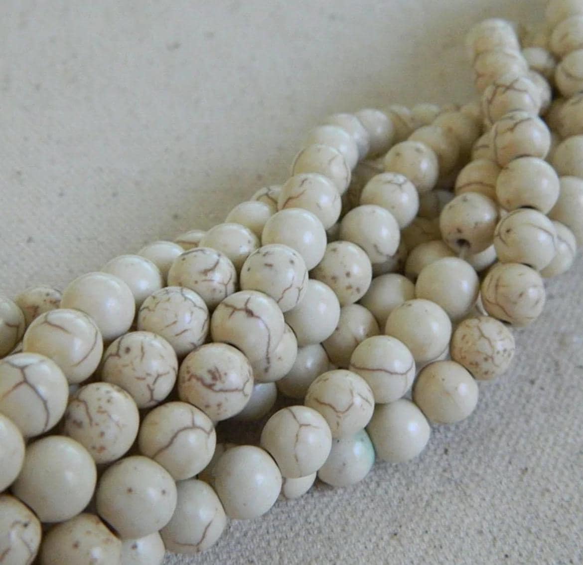 8mm White Howlite Beads – Round Synthetic Gemstone Beads, 18” Strand