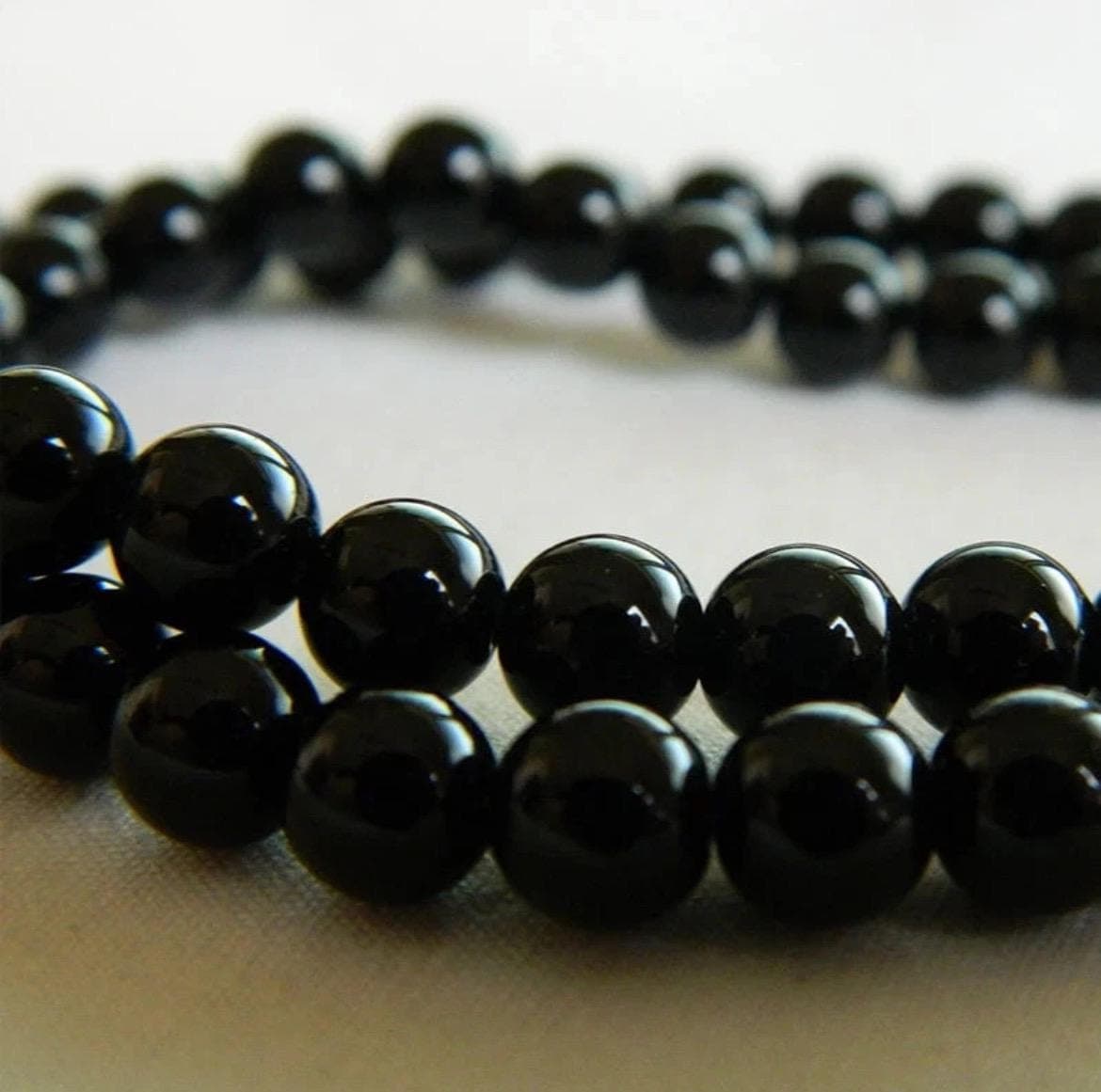 6mm West African Black Obsidian Gemstone Beads, Jewelry Making - Image 1