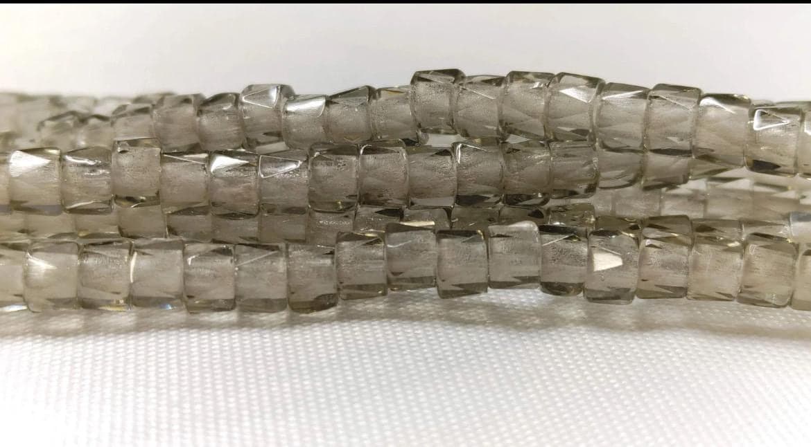 6mm Czech Fire Polished Lt Gray, Bols Beads Transparent Luster