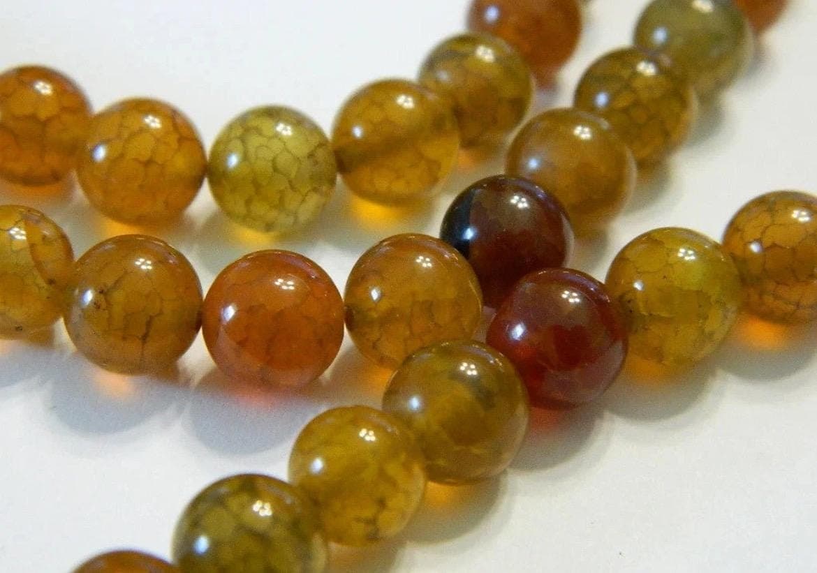 8mm Dragon Agate Beads | Warm Fall Colors | Round Gemstone Beads | Jewelry Making Suppli