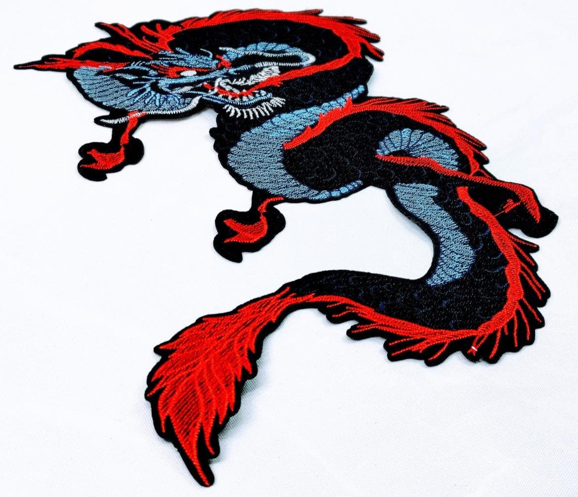 Large Coiled Chinese Dragon -Chinese Iron on Patch -Applique