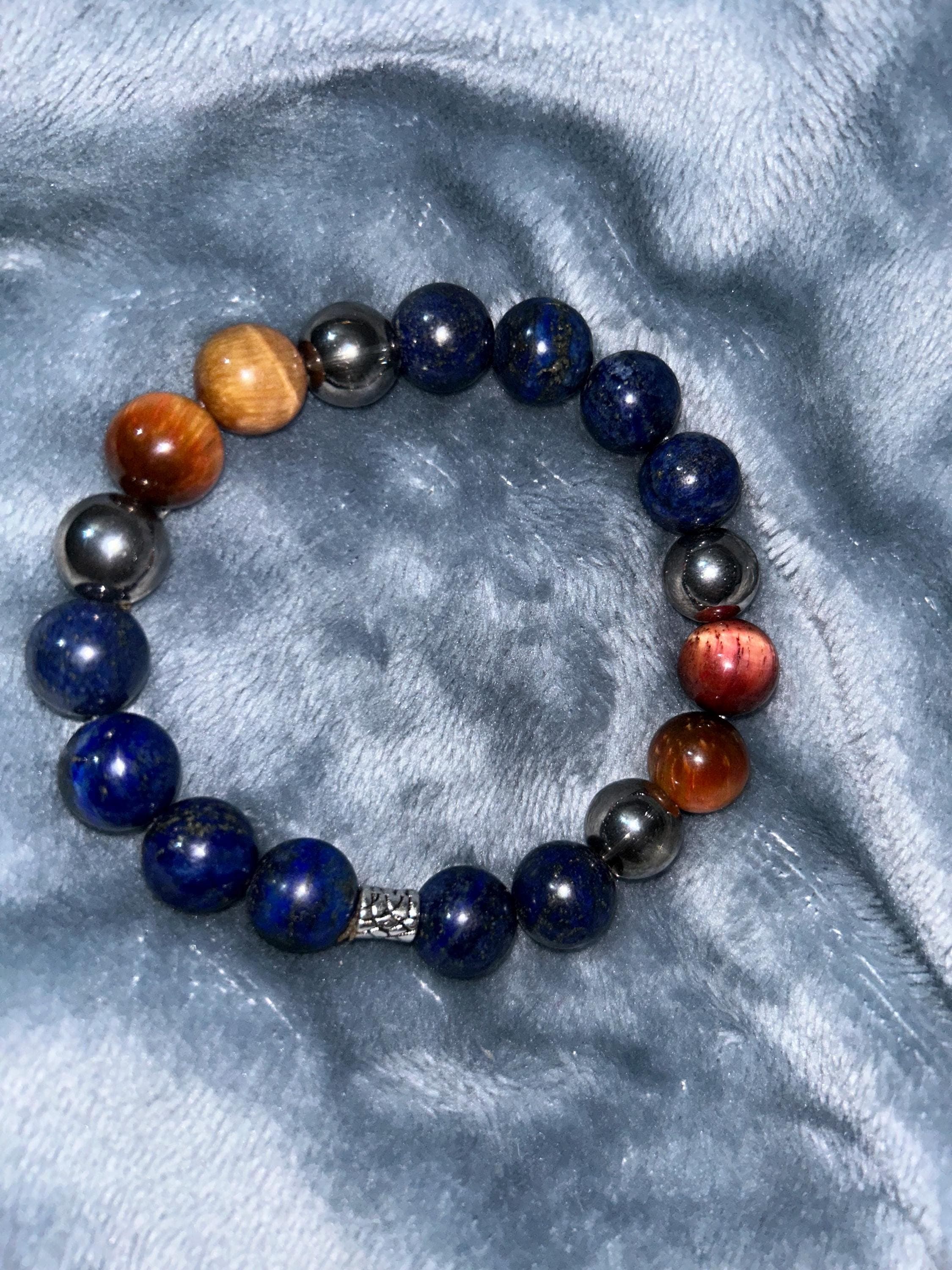 Lapis Lazuli & Red Tiger Eye Bracelet | Hematite Accents, Gemstone Jewelry
