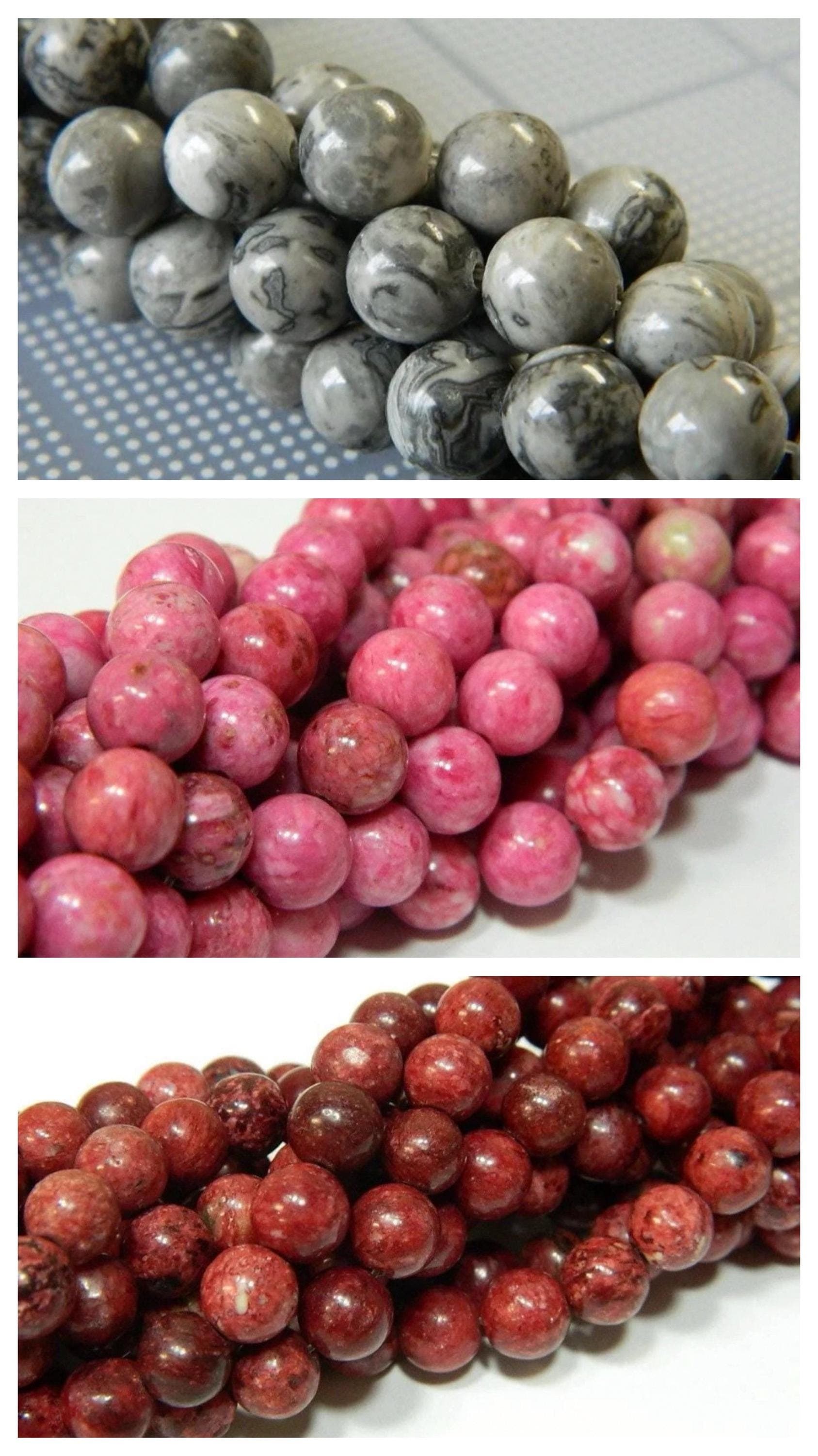8mm Crazy Lace Agate Beads | Gray, Cranberry or Pink Round Gemstone Jewelry Supplies