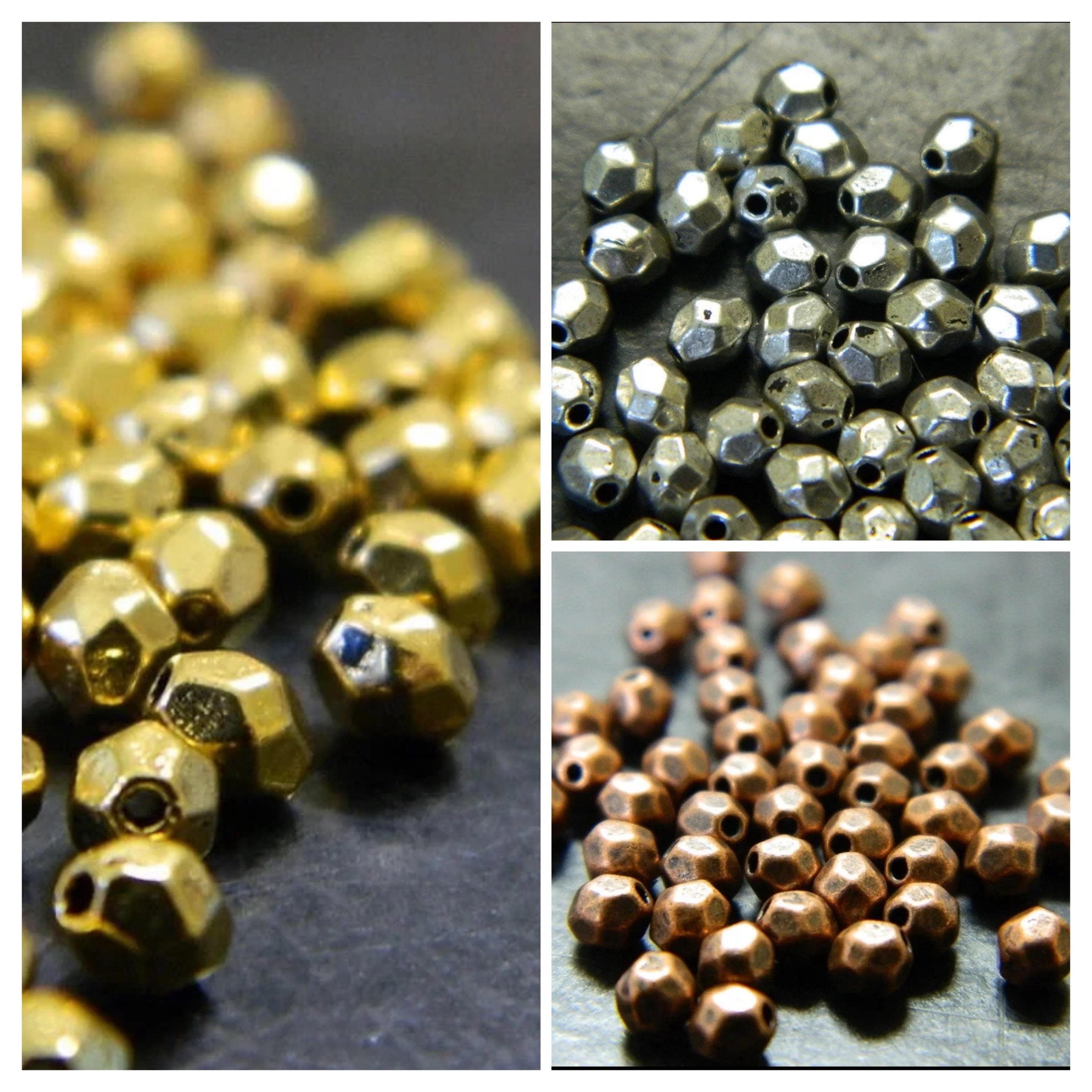 Spacer Beads: Faceted Round - 4mm, Set of 50 - Image 1