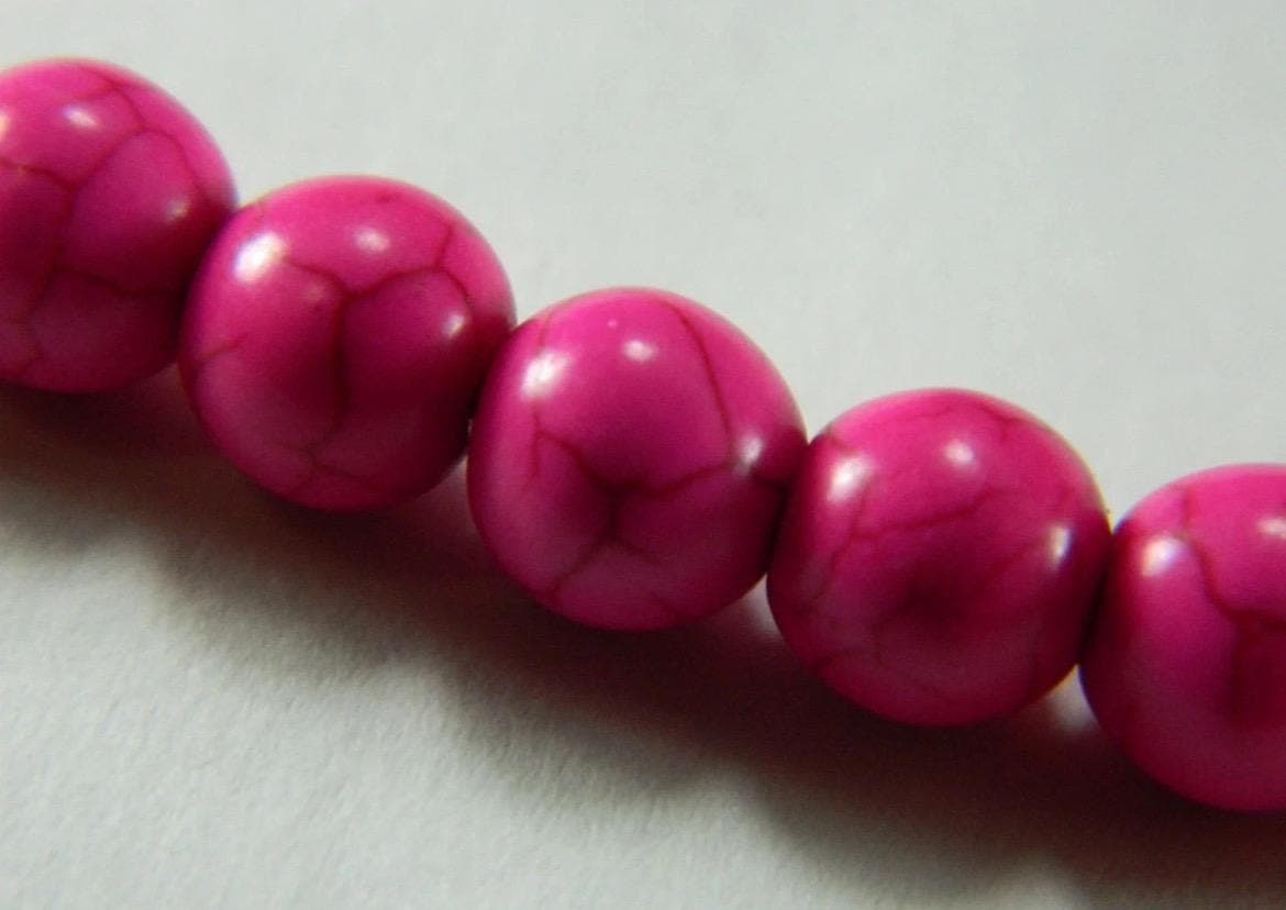 8mm Hot Pink Howlite Beads - 18" Strand