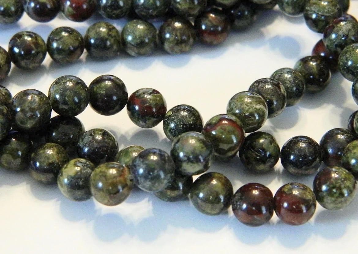 Dragon Blood Jasper Beads | 6mm & 8mm Round Green and Red Gemstone Beads | Jewelry Making Supplies