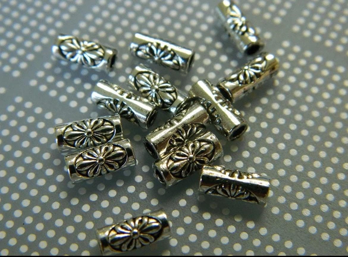 8mm Antique Tibetan Silver Tube Spacer Beads, Metal Alloy Jewelry Making Supplies