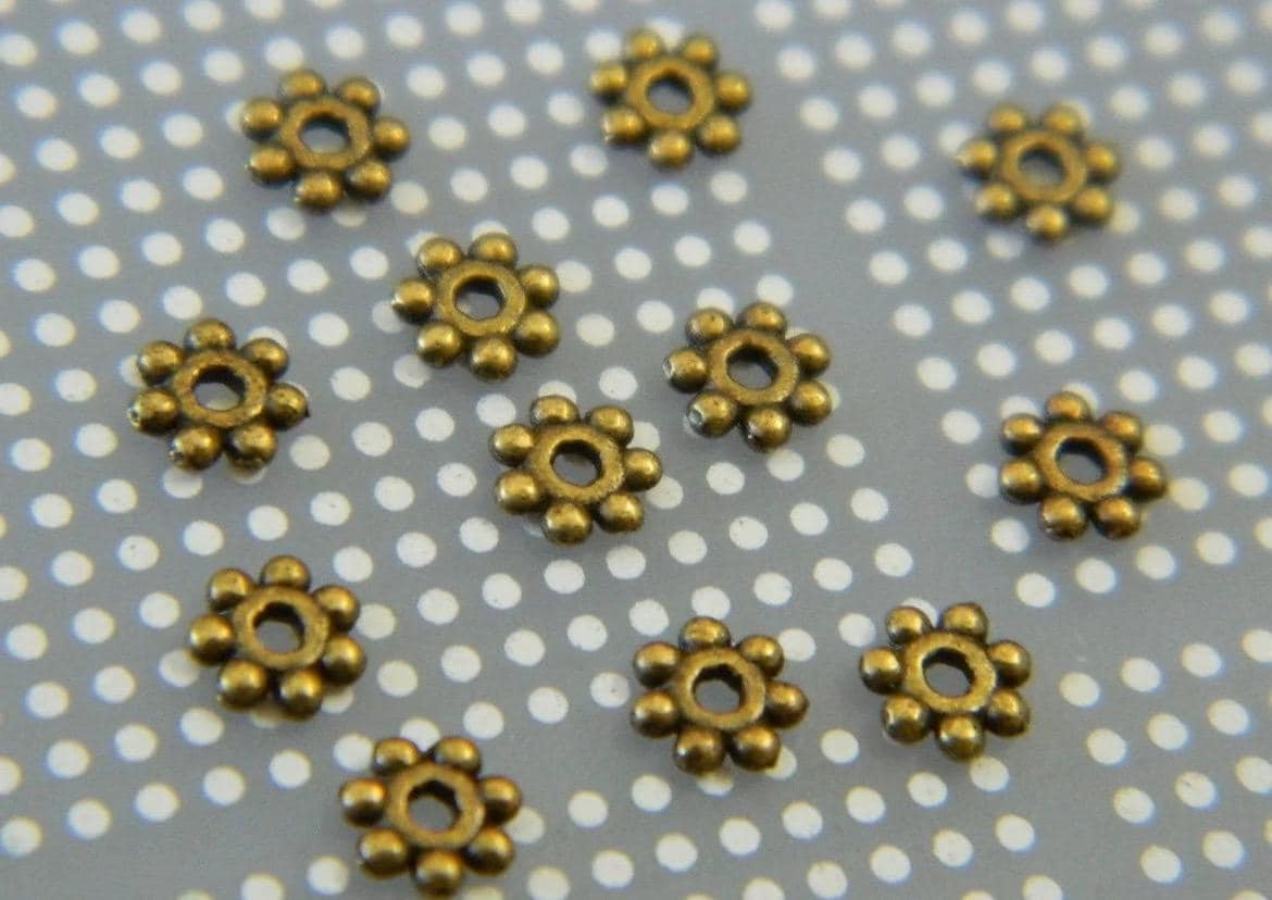 4.5mm Bronze Tibetan Style Daisy Spacer Beads, Metal Flower Bead Spacers, Jewelry Making Supplies