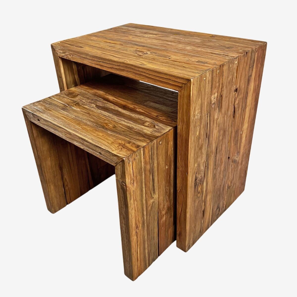 Salvaged Teak Nesting Table Set - Image 1