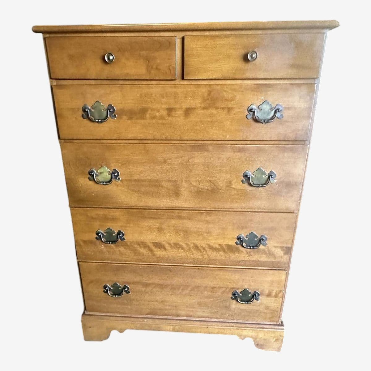 Ethan Allen Nutmeg Solid Maple 46" High Chest of 6 Drawers - Vintage 1960s - Image 1