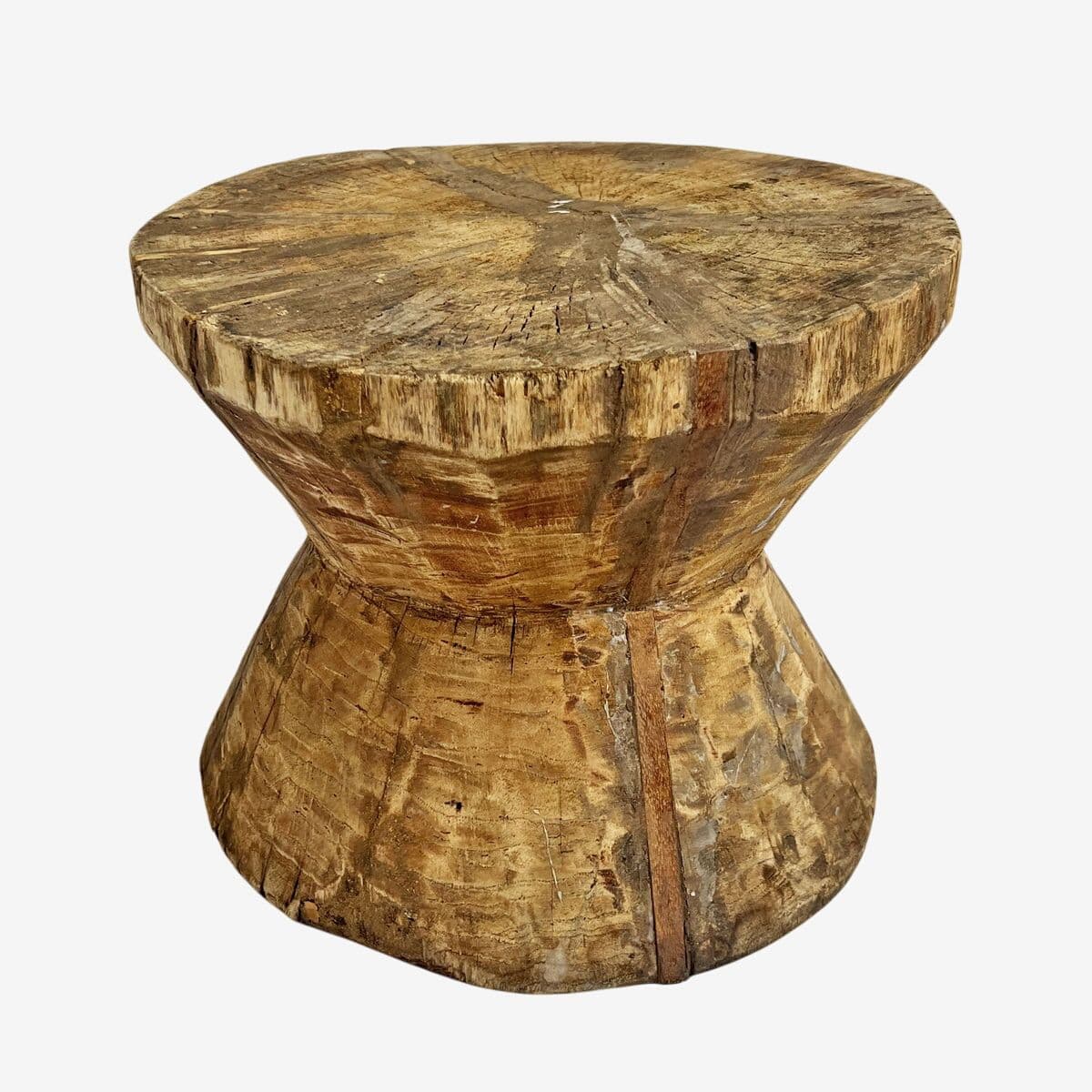 Wood Hourglass Stool Table - Image 1