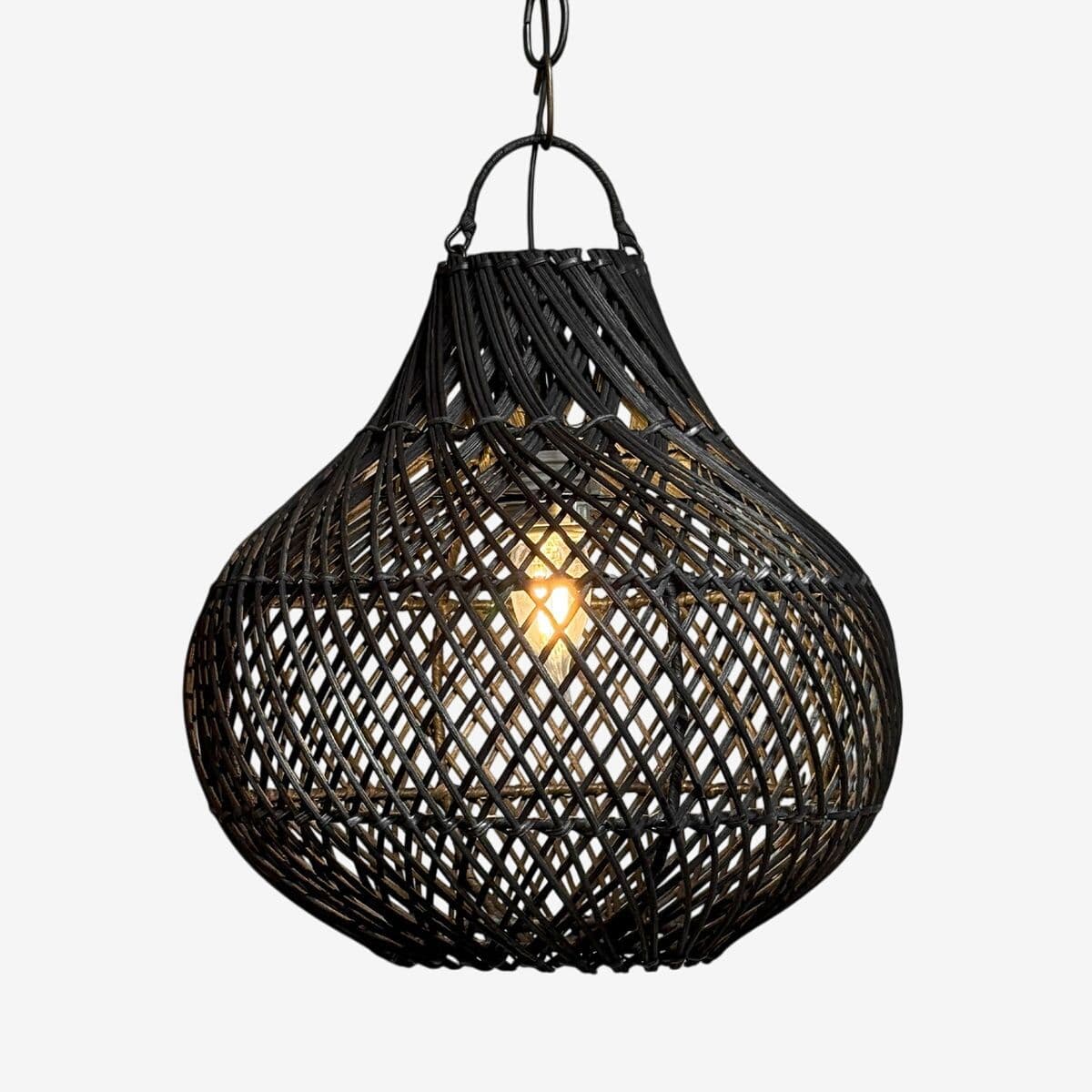 Black Wicker Bawang Pendant Light Small - Image 1