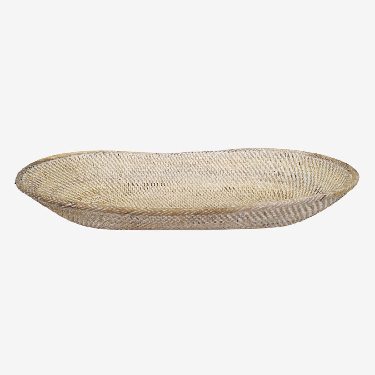 White Wash Rattan Oval Plate - Image 1