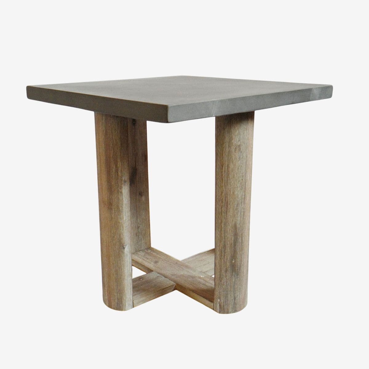 Outdoor Teak & Concrete Side Table - Image 1