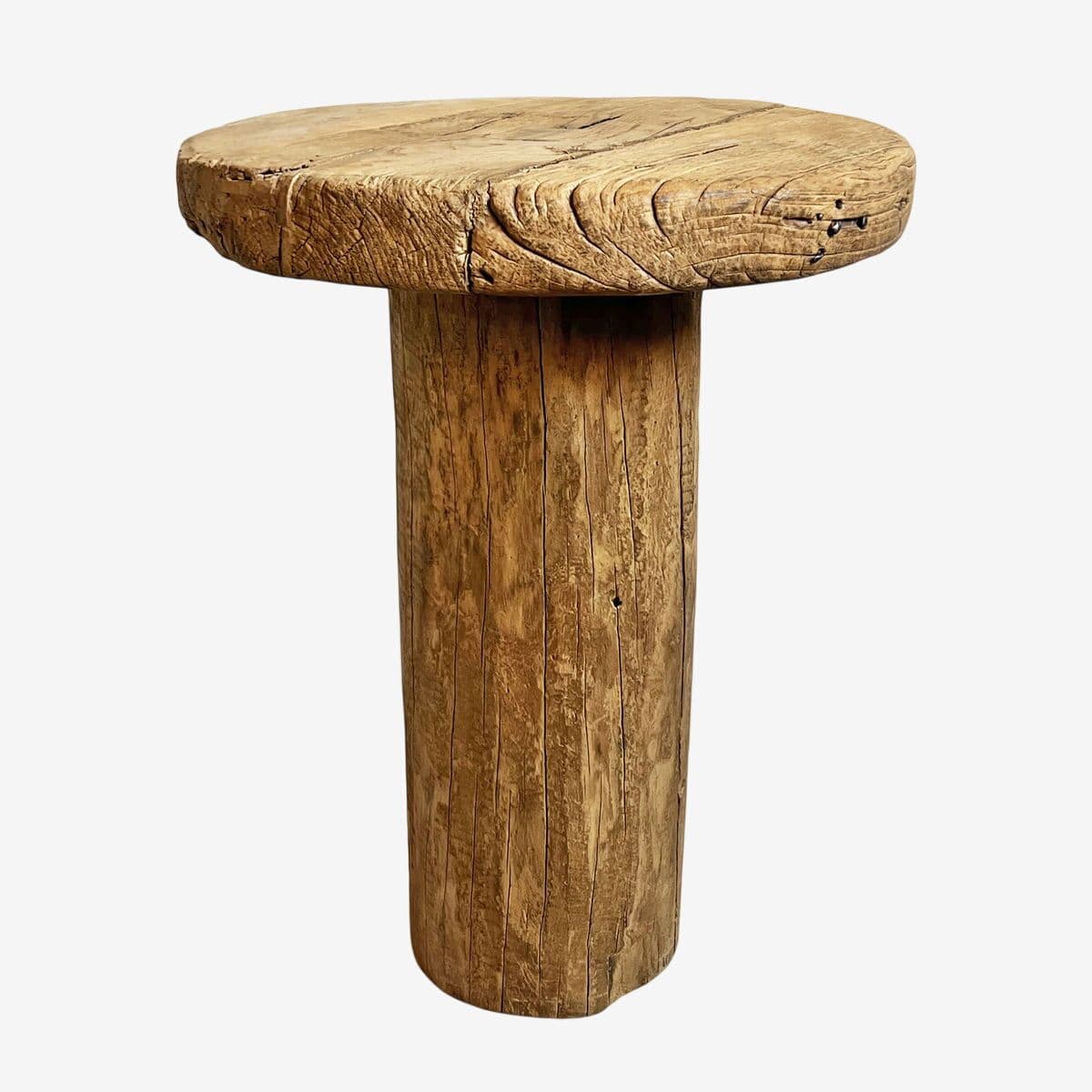 Rustic Log Round Side Table - Image 1