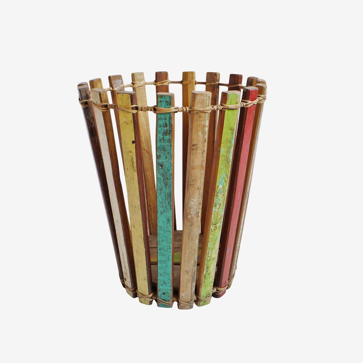 Salvaged Boat Wood Basket Small - Image 1