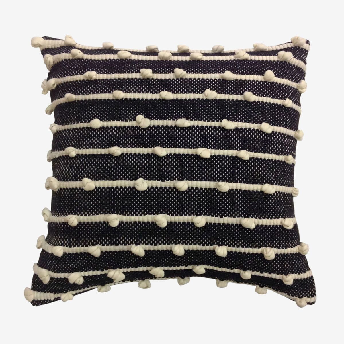 Black & Cream Knotted Stripes Pillow - Image 1