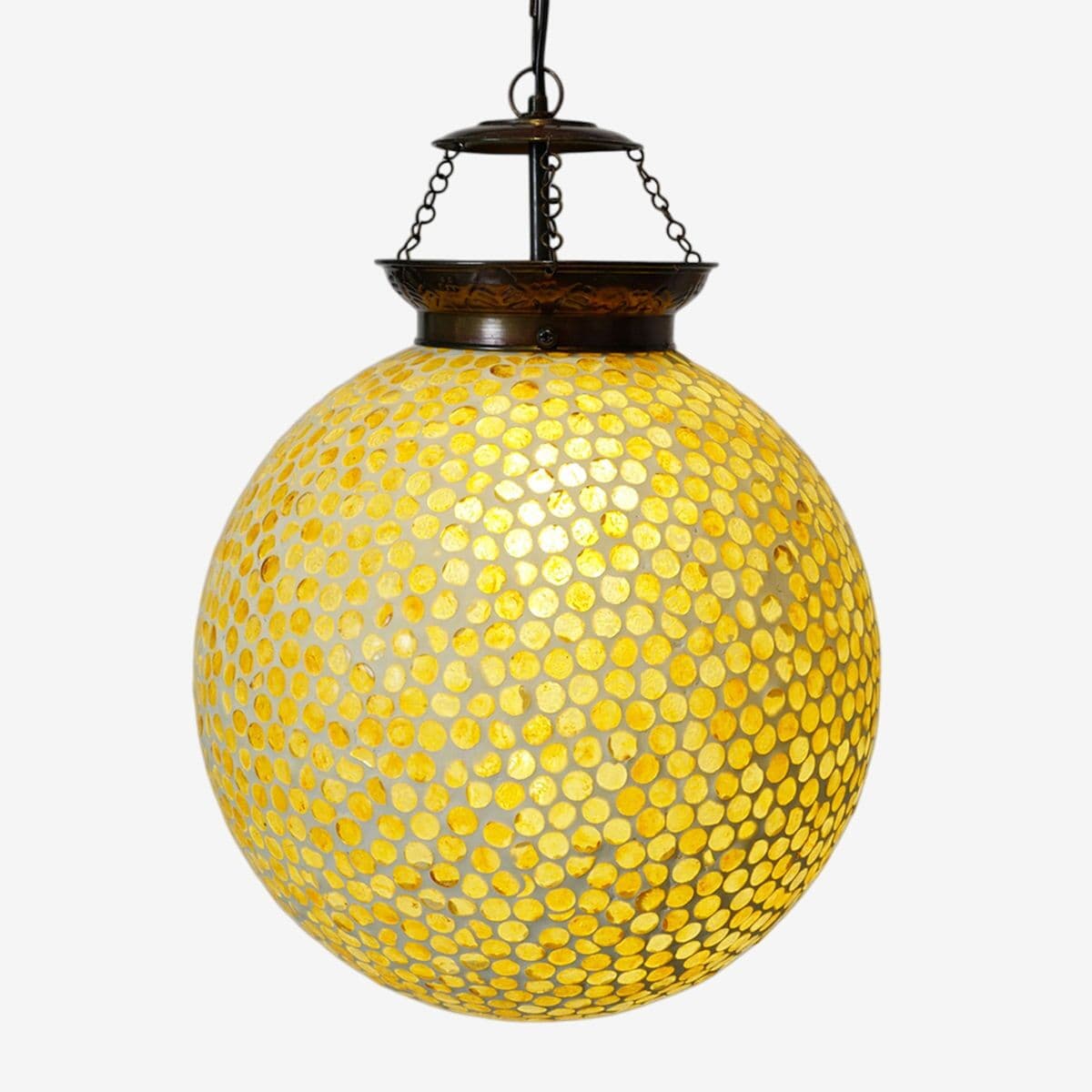 Yellow Mosaic Globe Pendant Small - Image 1
