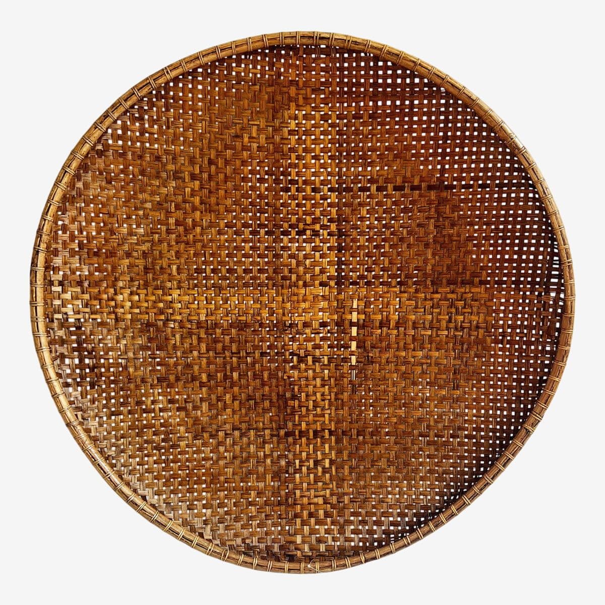 Bamboo Woven Round Basket Tray XL - Image 1