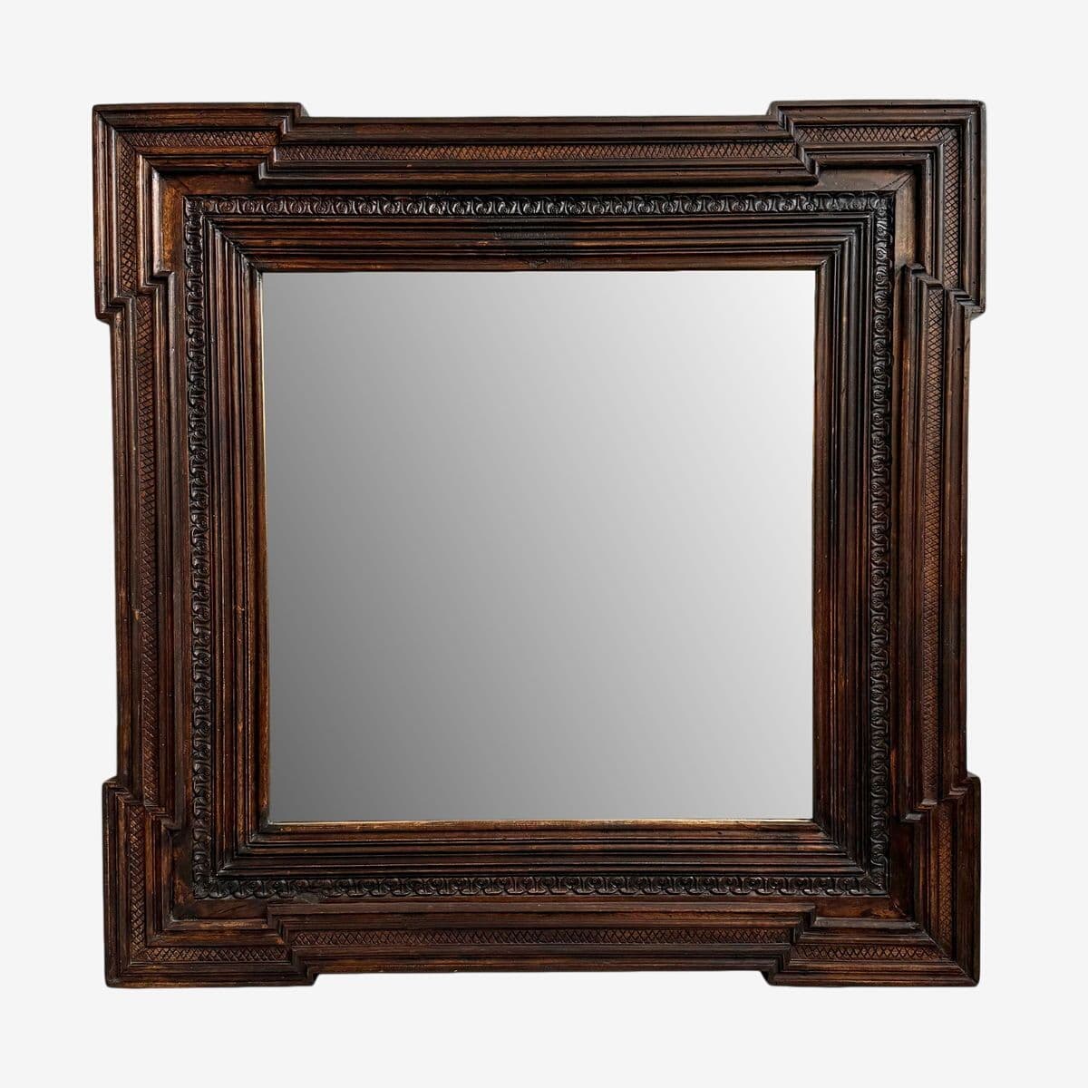 Vintage Walnut Square Mirror - Image 1
