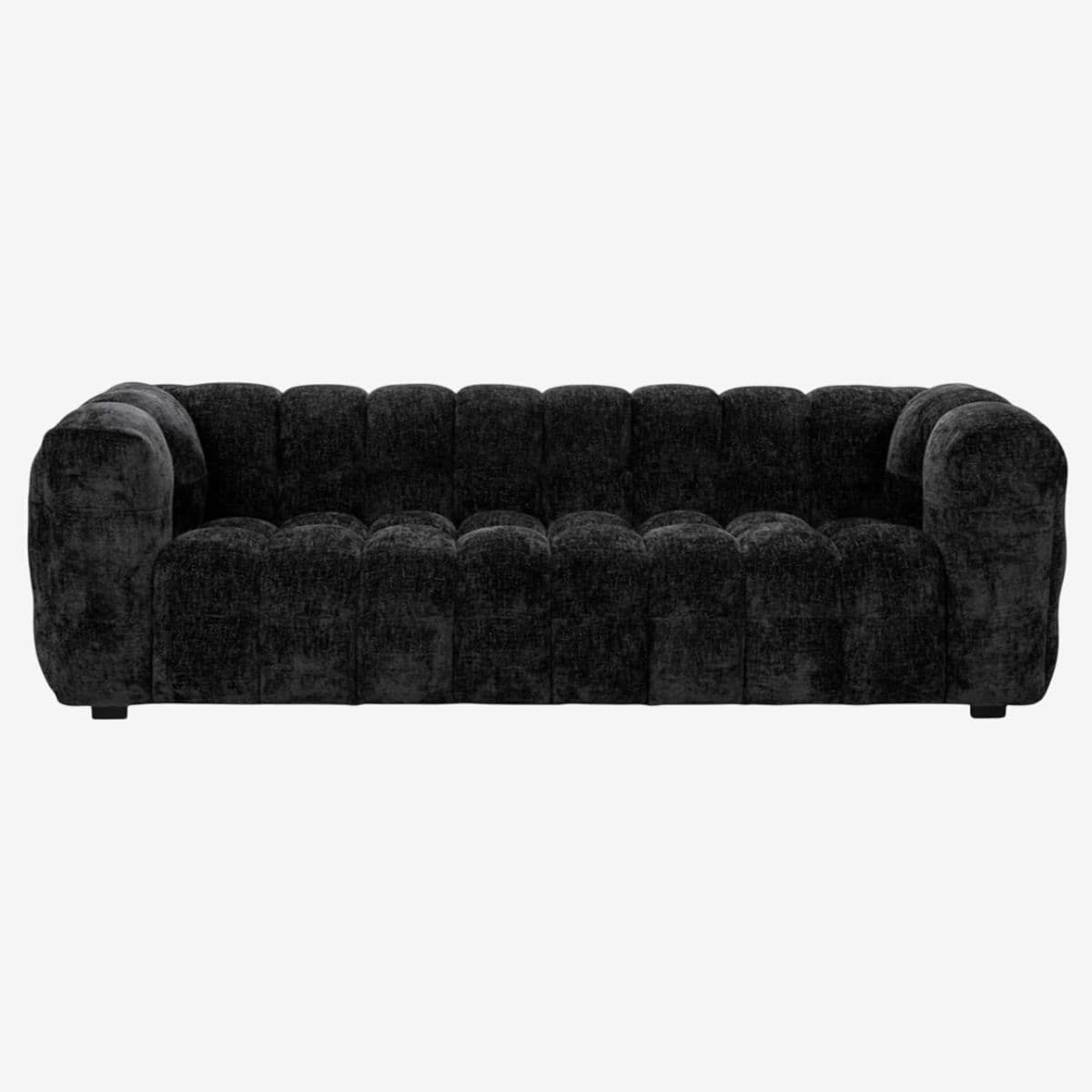Onyx Black Tufted Chenille Sofa - Image 1