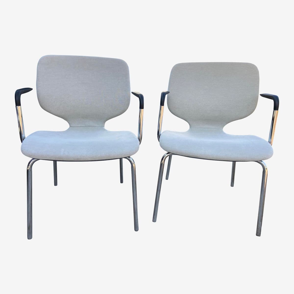 Vintage Fabric Accent Arm Chairs Set of Two - Image 1