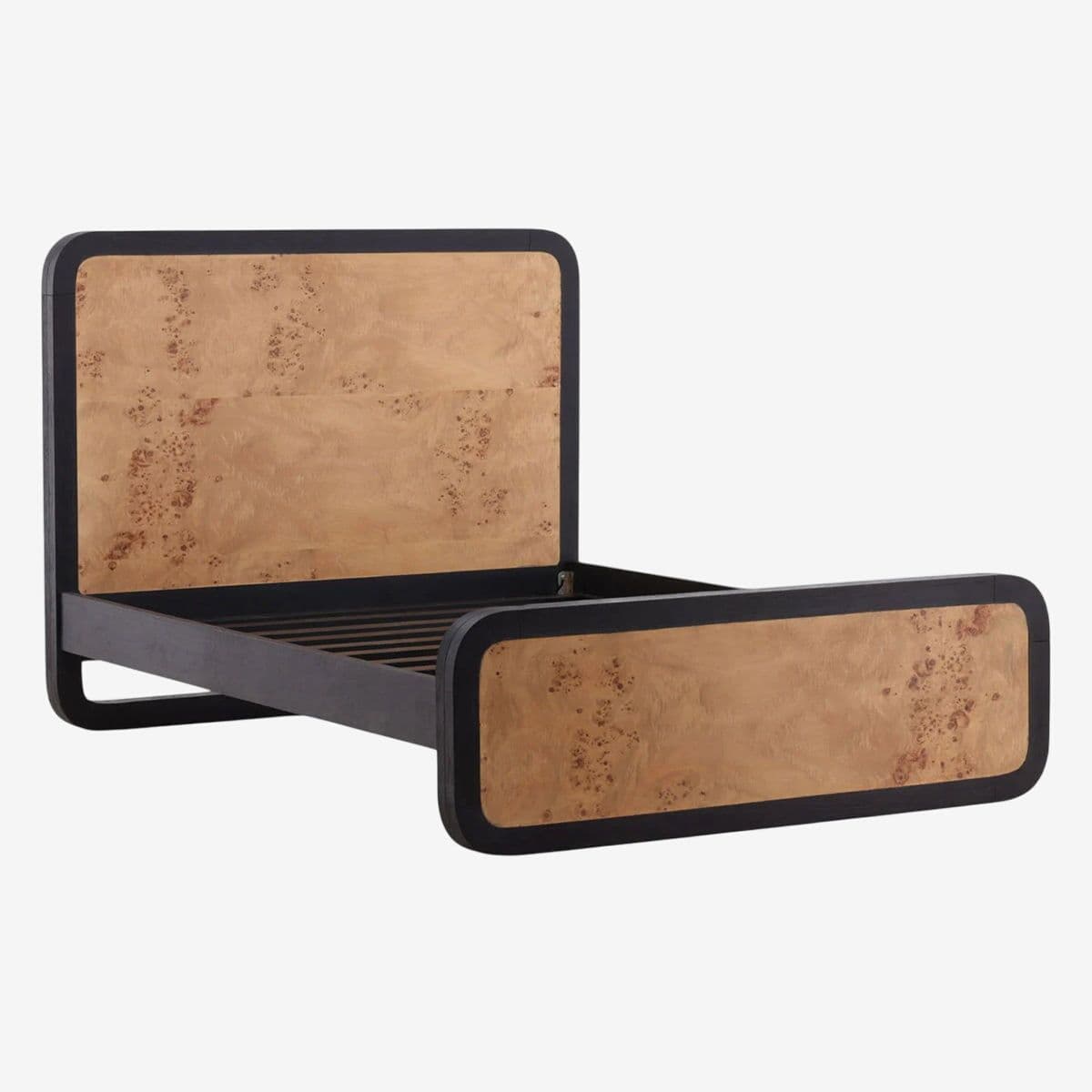 Modern Burl Wood Queen Bed - Image 1