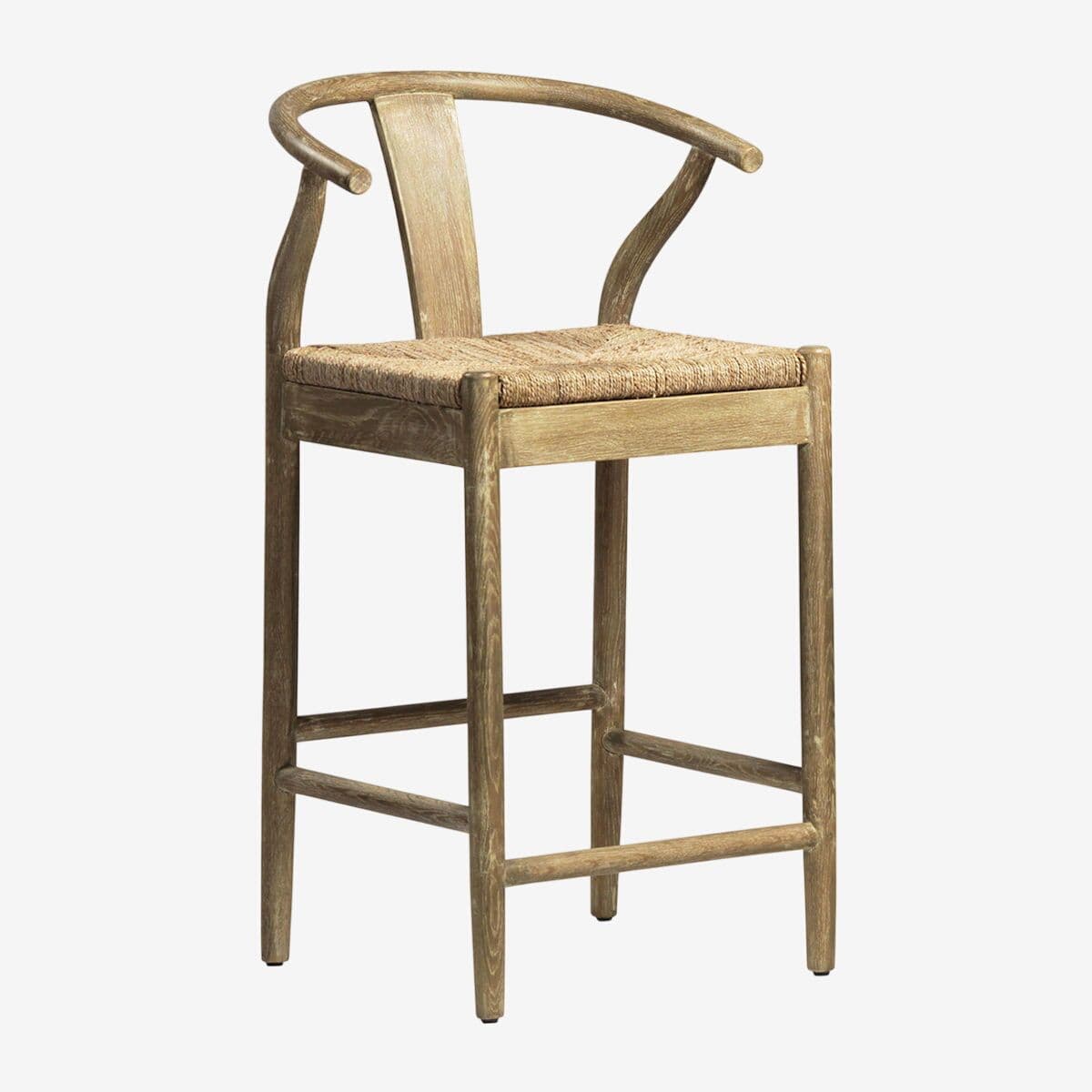 Hudson Oak & Seagrass Counter Stool - Image 1