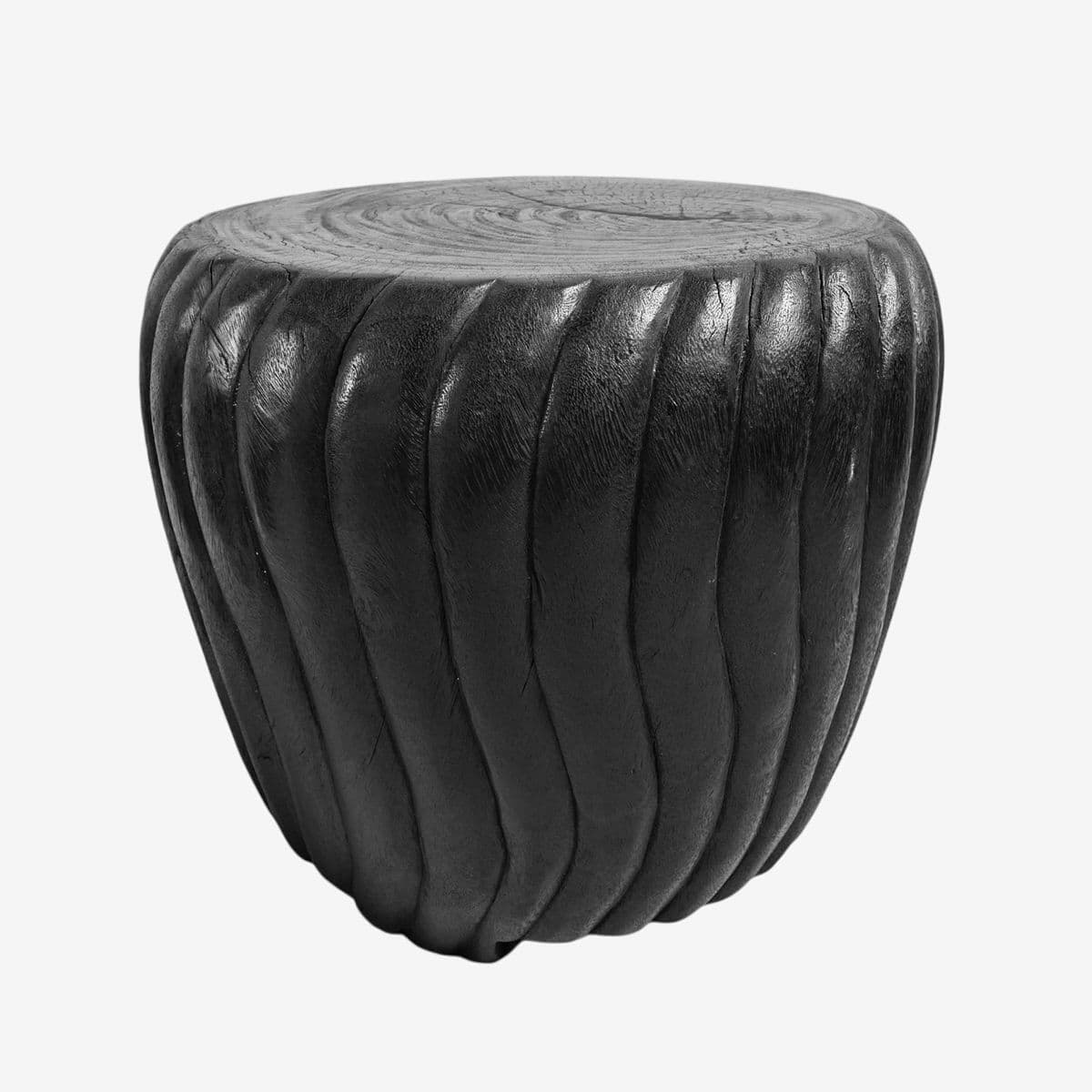 Black Stained Wood Swirl Stool - Image 1